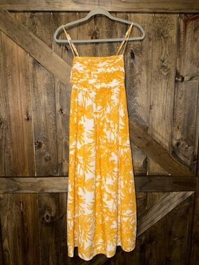 By The River Yellow & White Floral Spaghetti Strap Maxi Dress
